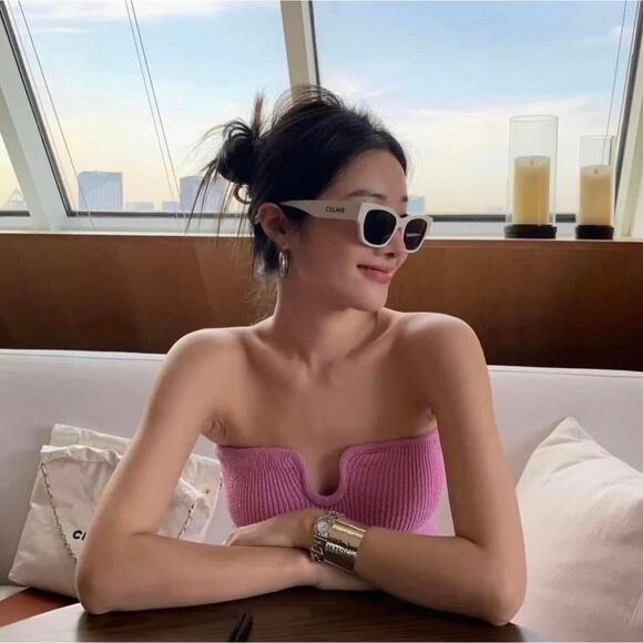 NEW Celine CL40197U Cat Eye Yellow Logo Sunglasses - Picture 5 of 9